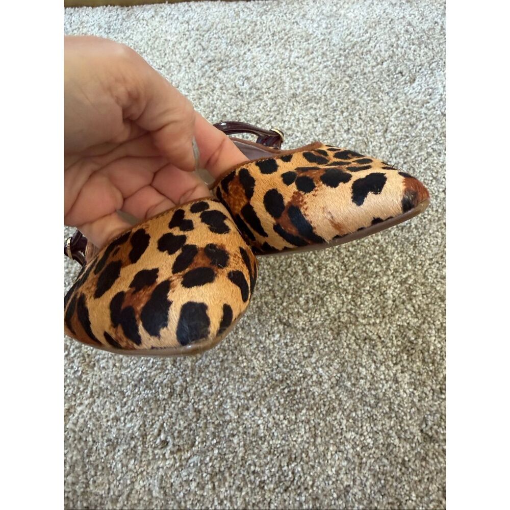 Anthropologie Leopard Print Pointed Mary Jane Flats - Tan, Black, Brown - Picture 6 of 12
